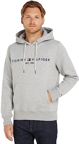 Tommy Hilfiger Herren Hoodie Core Tommy Logo mit Kapuze, Grau (Cloud Heather), XL