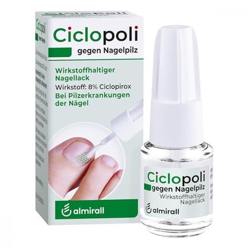 Ciclopoli gegen Nagelpilz, bei Pilzerkrankungen der Nägel, Anti-Pilz-Nagellack mit bewährtem Wirkstoff Ciclopirox und Tiefwirk-Effekt, nur 1x täglich auftragen, 6.6 ml