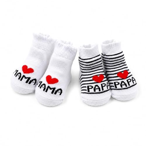 Distinct® Baby Baumwollsocken Süße Socken Ich liebe Mama + Ich liebe PaPa Neugeborenes Kleinkind Baby Sock Jungen Mädchen Cotton kleine Söckchen Geschenk (2 Paar)