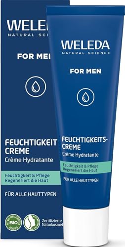 WELEDA Bio FOR MEN Feuchtigkeitscreme – frische Naturkosmetik Männer Gesichtscreme Hautpflege für trockene & empfindliche Haut. Schnell einziehende Herren Gesichtspflege mit Jojobaöl & Sesamöl (30ml)