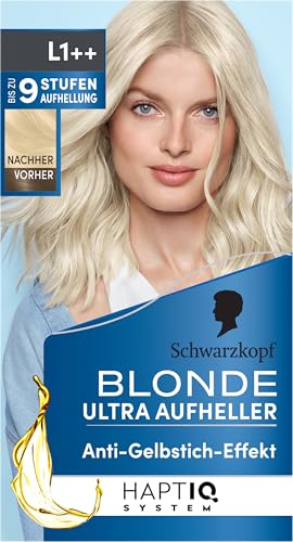 Schwarzkopf Blonde Aufheller L1++ (143 ml), Haarfärbemittel für Öl-aktiviertes Haare Aufhellen mit HaptIQ System, für bis zu 9 Stufen ohne Gelbstich