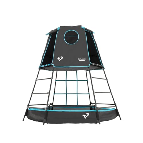 TP Toys Explorer Metal Climbing Frame Black Edition - Outdoor & Garden Den, Adventure Playmat & Cargo Net Entrance Gardens, Outdoor Toys for Kids, Suitable for Kids Aged 3-12 Years