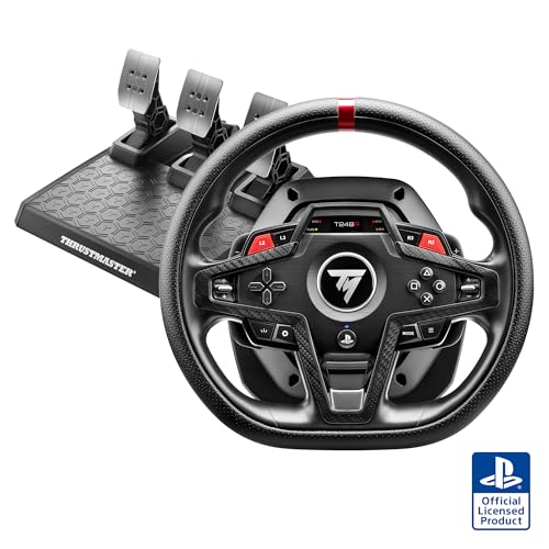 Thrustmaster T248 – Force Feedback Rennlenkrad mit interaktivem Dashboard-Display – Hybrid-Antrieb (3,1 Nm), Magnetische Schaltwippen, Inkl. T3PM Pedalset – Offiziell für PS5, PS4 & PC