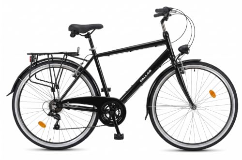 Fahrrad 28 Zoll - Bequemes Trekkingrad für Damen und Herren - mit 7-Gang Shimano Schaltung - Robustes Herrenfahrrad mit Stahlrahmen - Cityrad - Dallas City Trekking - Schwarz