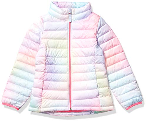 Amazon Essentials Mädchen Leichte wasserabweisende verstaubare Pufferjacke mit Stehkragen, Rosa Schatteneffekt, 8 Jahre