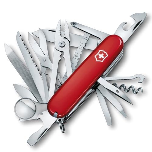 Victorinox Schweizer Taschenmesser Gross, Swiss Champ, Swiss Army Knife, Multitool, 33 Funktionen, Klinge, Korkenzieher, Schraubendreher, Rot