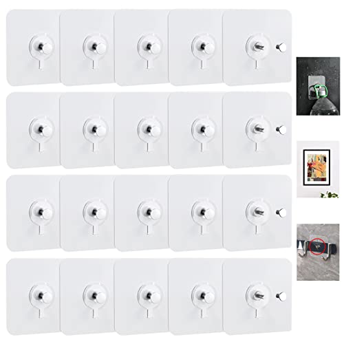 20 Stück Bilderhaken Selbstklebend Transparent Klebehaken Bilder-Haken Ohne Bohren Wandhaken Wasserdicht Bildaufhänger Selbstklebende Aufhängen Fenster für Bilder Poster Fotos Dekorative Gemälde