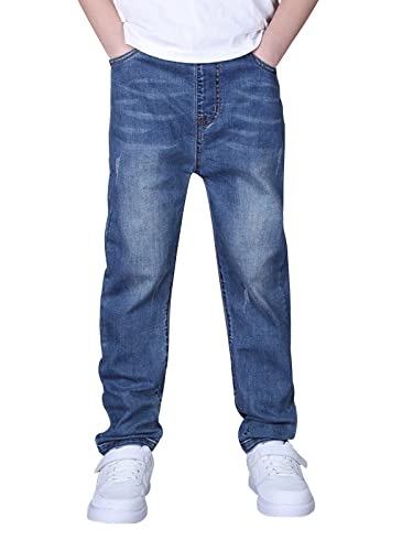YOUNGSOUL Jungen Jeans Slim Fit Stretch Kinder Jeanshosen Denim Hose mit elastischem Bund Denim Blau 164-170/Größe 170