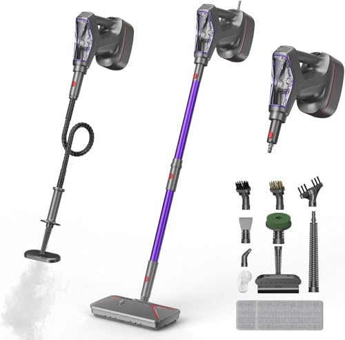 Dampfreiniger & Dampfbesen mit PowerPad, 29 Zubehörteile, ECO-Reinigung ohne Chemikalien, für Alle Böden, Teppiche, Fenster, Badezimmer und Küchen