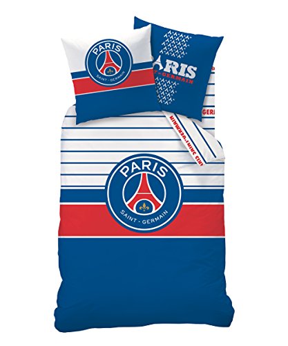 CTI 041226 Bettbezug, 140 x 200 cm, inkl. Kissenbezug, 63 x 63 cm, Bedruckt, Motiv PSG Logo, Blau/Weiß/Rot