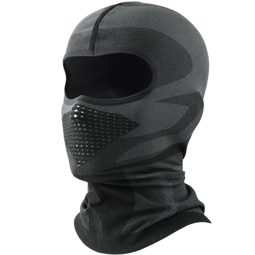 WTACTFUL Sturmhaube Motorrad Sommer Atmungsaktiv Vollgesichtsmaske Motorrad Maske für Herren Damen Winter Fahrrad Snowboarden Schwarz