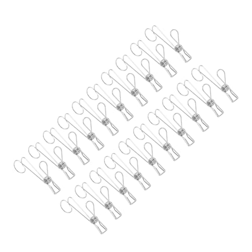 20er Set Lange Edelstahl Klammern mit Haken Robuste Stahlhaken f r Kleidung Handt Cher Akten Ideal B robedarf Garderobe Halterung und Ordner Accessories