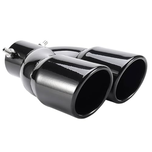 MOCNT Verdicktes Auto Auspuff Endrohr Edelstahl Auspuffblende Endrohr Schalldämpfer Auspuffrohr Auspuffspitze Doppelendrohr Dual Auspuffendrohr Gerade Schwarz 63mm