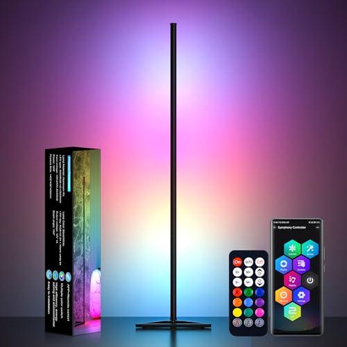 MIWATT LED Stehlampe Wohnzimmer, 140cm Ecklampe RGB Dimmbar mit Fernbedienung und APP, 16 Millionen Farben, Musikmodi, DIY-Modus & Timing -Funktion für Schlafzimmer, Spielzimmer, Büro, Lesesaal