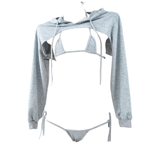 QNCLO Damen sexy Cosplay eng anliegende Anime niedliche Jumpsuit Anime Japanische süße Dessous mit Hut Anker Performance-Anzug, GRAU, One Size