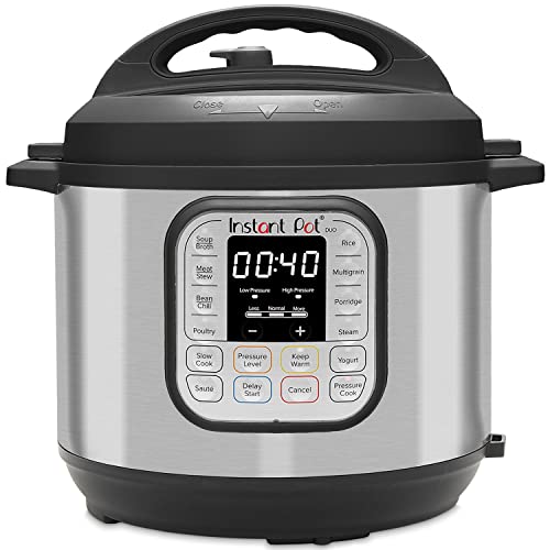 Instant Pot Duo 80 Elektro-Multikocher 1200 W, 7,6L, Edelstahl, - Schnellkochtopf, Schongarer, Reiskocher, Sautierpfanne, Joghurtbereiter, Dampfgarer und Sterilisator, Silber