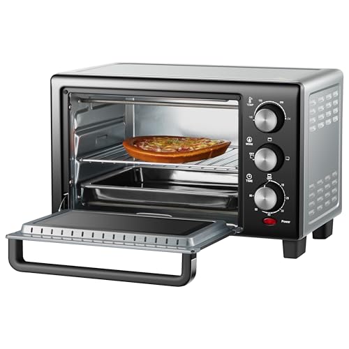 Mini Backofen 15 Liter | Pizzaofen | Minibackofen | 60 min Timer | 100°-230°C | 1200 Watt | Backofen | Krümelblech | Mini Oven | Camping Ofen | Kleiner Backofen | Energiesparend