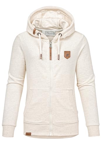 REPUBLIX Damen Sweatjacke Hoodie Sweatshirt Pullover Zipper Jacke RD-020 Beige M