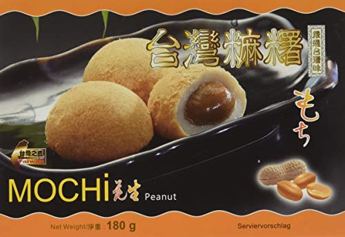 AWON Mochi Erdnuss, kleine Klebreiskuchen, als Nachtisch oder als süßer Snack zwischendurch (1 x 180 g mit 6 Mochis pro Packung)