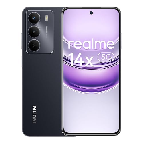 realme Smartphone 14X 5G 6+128GB, Dimensity 6300 5G, 120Hz Eye Comfort Display, 18GB Dynamic RAM, 50MP AI Camera, Carbon Black, No Adapter