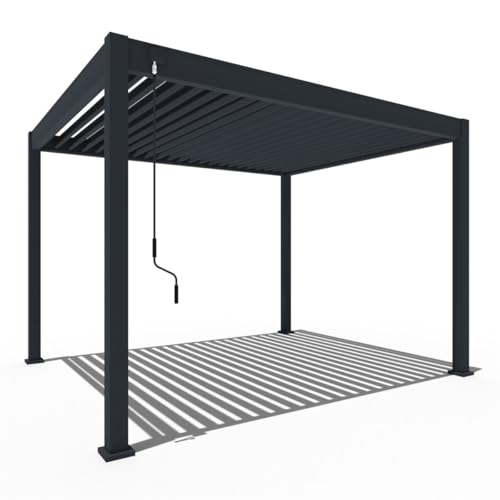 WEIDE - Classic Terrassenüberdachung freistehend mit einstellbarem Stahl-Lamellendach I Pfosten aus Voll-Aluminium I Robustes Terassenüberdach I wasserdicht (Anthrazit, 3 x 3,6 M)