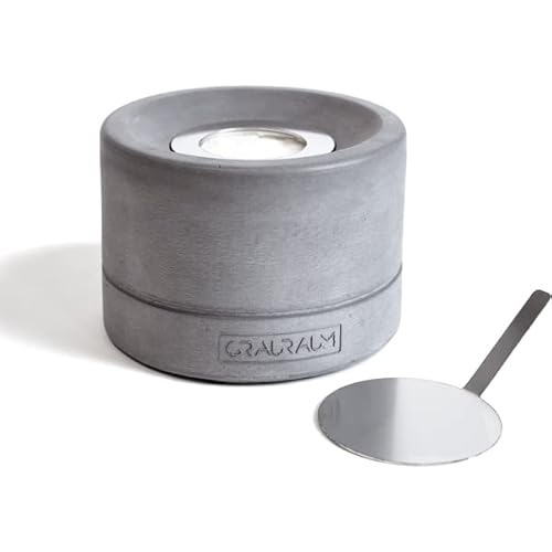 GRAURAUM Bio-Ethanol Kamin runder Tischkamin: Indoor & Outdoor Kaminfeuer - 14cm x 10cm Deko Tischfeuer für Wohnzimmertisch & Garten - Handgemacht in Deutschland