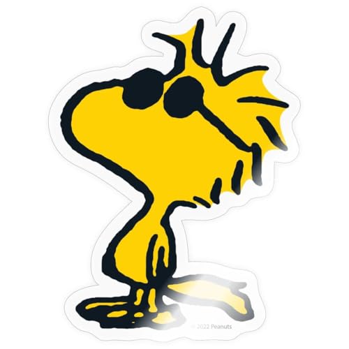 Spreadshirt Peanuts Woodstock Sonnenbrille Cool Sticker Aufkleber, 10 x 10 cm, Transparent glänzend