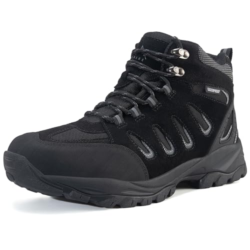 EARLDE Herren Wanderstiefel Wasserdicht Schuhe Wanderschuhe Leicht Trekkingschuhe Outdoorschuhe Schwarz 44 EU