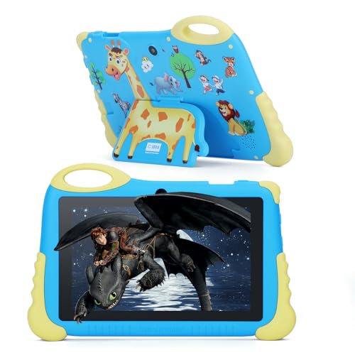 C idea Kids Tablet, Android-Tablet 7 Zoll für Kinder, 4(2+2) GB RAM + 32 GB ROM + 512 GB erweiterbar, IPS-Display 1024 x 600, iWawa vorinstalliert, Bluetooth, WLAN (blau)