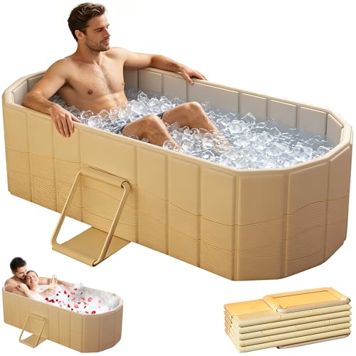 1,5 m Große Doppel Faltbare Badewanne - Erwachsene Mobile Badewanne Klappbare,Kostenlose Installation Für Familien-Spa/Paardusche Mit Matte Und Ablaufgarnitur (150×55×50cm)