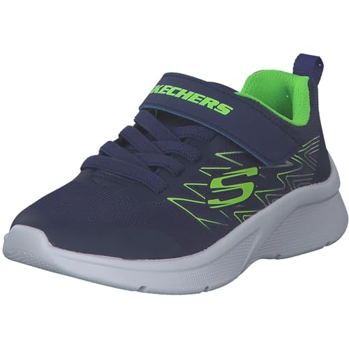 Skechers Jungen Microspec Texlor Sneaker, Navy Textile Lime Silver Trim, 36 EU
