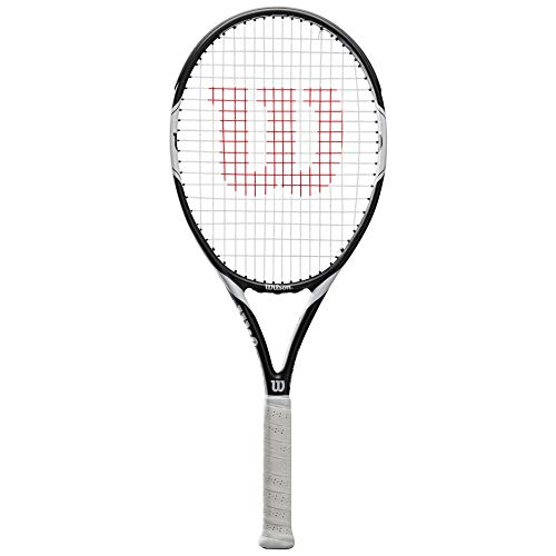WILSON Tennisschläger, Federer Team 105, Unisex, Anfänger und Freizeitspieler, Griffstärke L3, Weiß/Schwarz, WRT30730U3