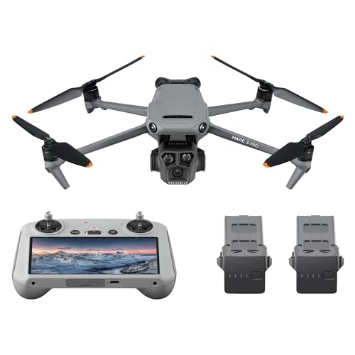 DJI Mavic 3 Pro Fly More Combo mit DJI RC (Bildschirmfernsteuerung), Flaggschiff-Drohne mit Dreifachkamera und 4/3 CMOS Hasselblad-Kamera, 15 km HD-Videoübertragung, drei Akkus, Ladestation und mehr