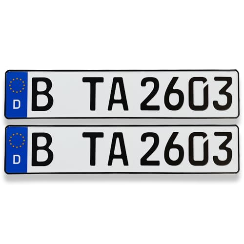 TA TradeArea 2 DIN-zertifiziertes Kfz-Kennzeichen in der Standard-Größe 520x110 mm passend für alle Deutschen Fahrzeuge
