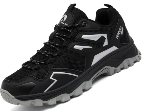 Mufanton Herren Wanderschuhe Trekkingschuhe Leichte Outdoor Hiking Trekking Wanderstiefel Sportschuhe Camping Trail Wanderschuhe,Schwarz Silber,EU42