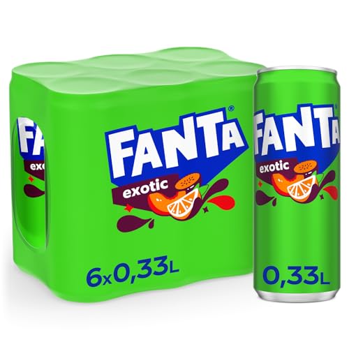 Fanta Exotic - mit intensivem Geschmack einer Mischung tropischer Früchte - spritzig-erfrischendes Softgetränk in Einweg Dosen (6 x 330 ml)