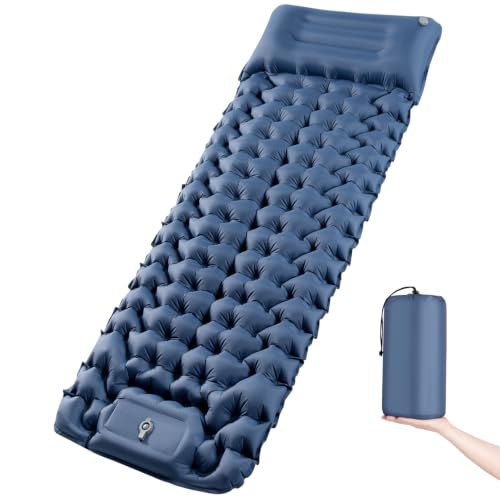 BriziAerie Isomatte Camping mit Fußpumpe Aufblasbare,Ultraleicht Luftmatratze 9cm Hoch, Integriertes Kissen, Tragbar Air Mattress Für Camping, Wandern, Reisen und Outdoor-bis 300Kg