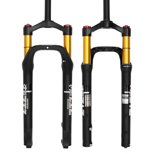splumzer Fahrradgabel, MTB Vorderradgabel 26 Zoll Ultraleichte Aluminiumlegierung Mountainbike Federung Luftdruck Fahrrad Pneumatische Stoßdämpfer Vordergabel 4.0 Reifen