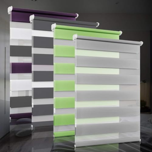 bobodeco Doppelrollo klemmfix ohne Bohren Duo Rollos für Fenster mit Klemmträger, Grau B36 x H150cm (Stoffbreite 36cm), Fensterrollo lichtdurchlässig & verdunkelnd Wandmontage Sichtschutz