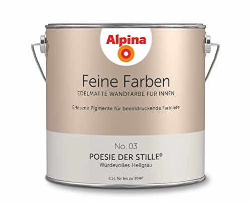 Alpina Feine Farben – No. 03 Poesie der Stille® – edelmatte Innenfarbe - Wandfarben für einzigartige Farbwirkungen und Raumstimmungen – Würdevolles Hellgrau – 2,5 Liter