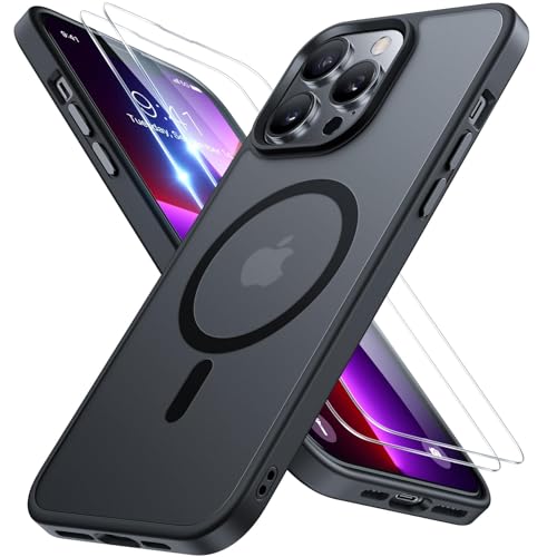 Miracase für iPhone 13 Pro Hülle für Magsafe[mit Panzerglas] [TOP Militärschutz & Magnetkraft] Stoßfest Kratzfest mit Samtiger Haptik Handyhülle für iPhone 13 Pro 6,1