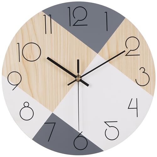 Sinsoledad Wanduhr Ohne Tickgeräusche Modern Wanduhren MDF Holzoptik für Wohnzimmer Küche