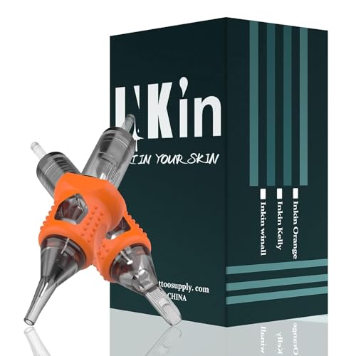 INKin Tattoo Nadeln Set, 40 Stück Tattoo Cartridges #12 Standard 0,35MM Round Liner Mix (3RL 5RL 7RL 9RL 11RL) Finger Ledge für Tattoo Maschine