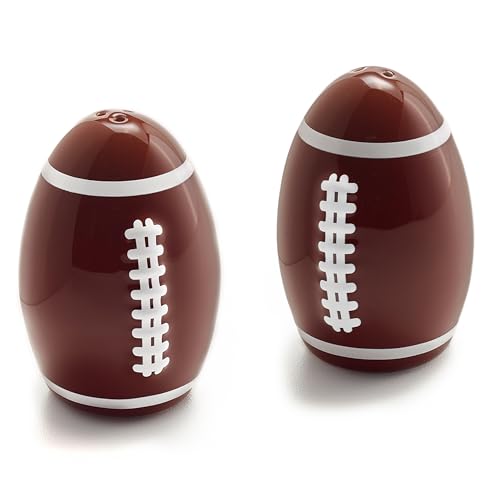 40YARDS American Football Salz- und Pfefferstreuer aus Keramik (2 Stück) in Football Form mit erhabener, fühlbarer Naht - Geschenk für Football Fans