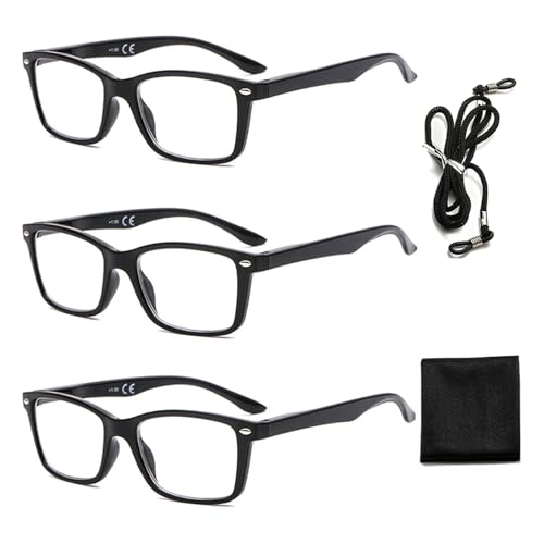 Suertree Lesebrille Feder Scharnier 3 Pack Sehhilfe Augenoptik Brille Lesehilfe für Damen Herren 2.0X BM151