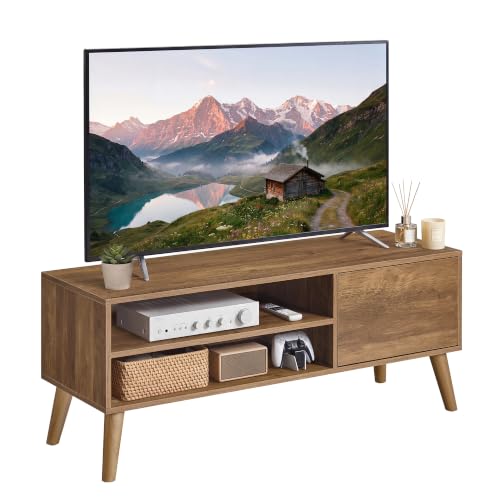 VASAGLE TV-Schrank, Lowboard, Fernsehschrank für Fernseher bis zu 55 Zoll, 120 cm lang, Fernsehtisch, für Wohnzimmer, modern, erdig warmbraun LTV120K101