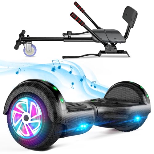 Hoverboard mit sieben, Hoverboard mit 6,5 Pouces mit hautparleur Bluetooth und farbigen Lichtern, selbstfahrender Roller für Kinder (Go-Kart inklusive)