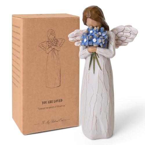NANAOUS Vergiss Mein Nicht Schutzengel Figuren, Beileidsgeschenke für den Verlust Eines Geliebten Menschen, Fehlgeburt, Geschenke für Mütter, Handbemalte Statue für Heimdekoration Ornament