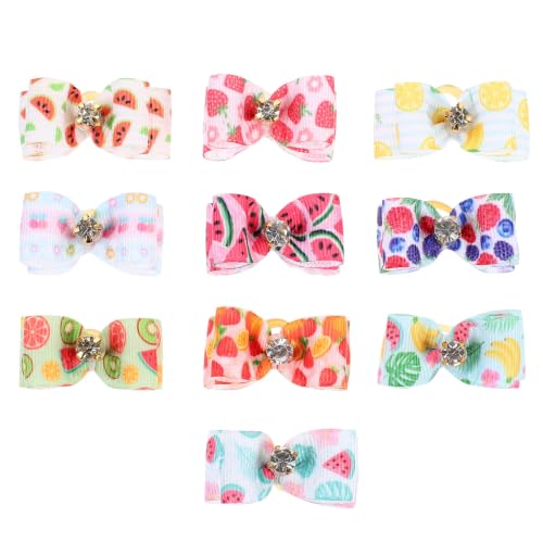 Lurrose 10 Stück Haarschleife für Haustiere mit Gummiband Polyester Doppellagig Verhindert Verrutschen Hunde und Katzen für Zuhause und Tiershop Zufälliger Stil
