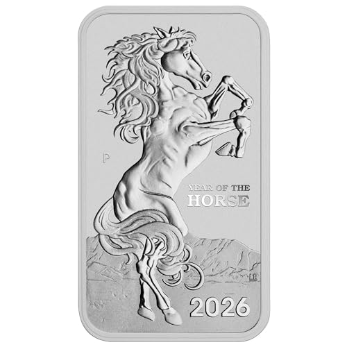 Lunar Pferd 2026 Silberbarren 1 oz (31,1 g) Rectangular | Perth Mint Australien | Feinsilber 999,9 | Rechteckiger Silbermünzbarren in Münzkapsel | inkl. Echtheitsgarantie